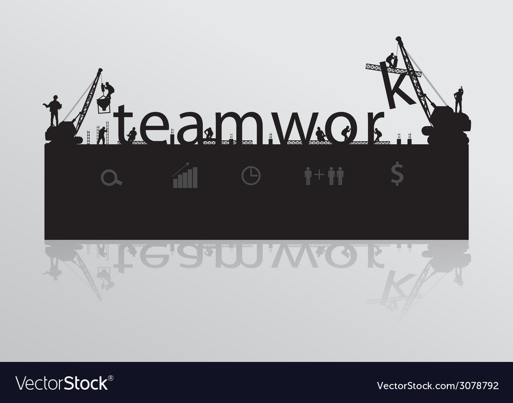 Construction site crane building teamwork text Vector Image