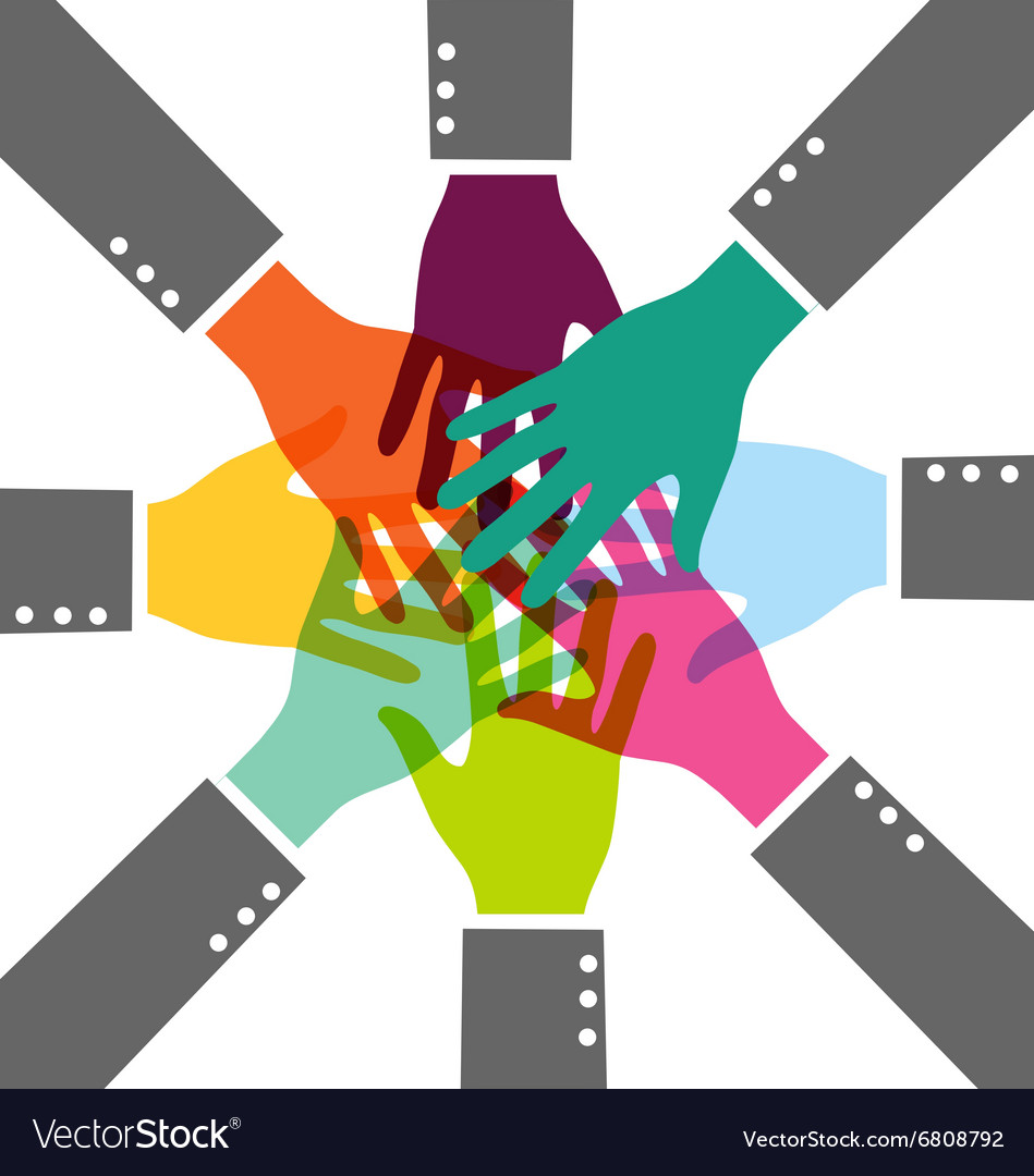 Creative colorful teamwork business hand