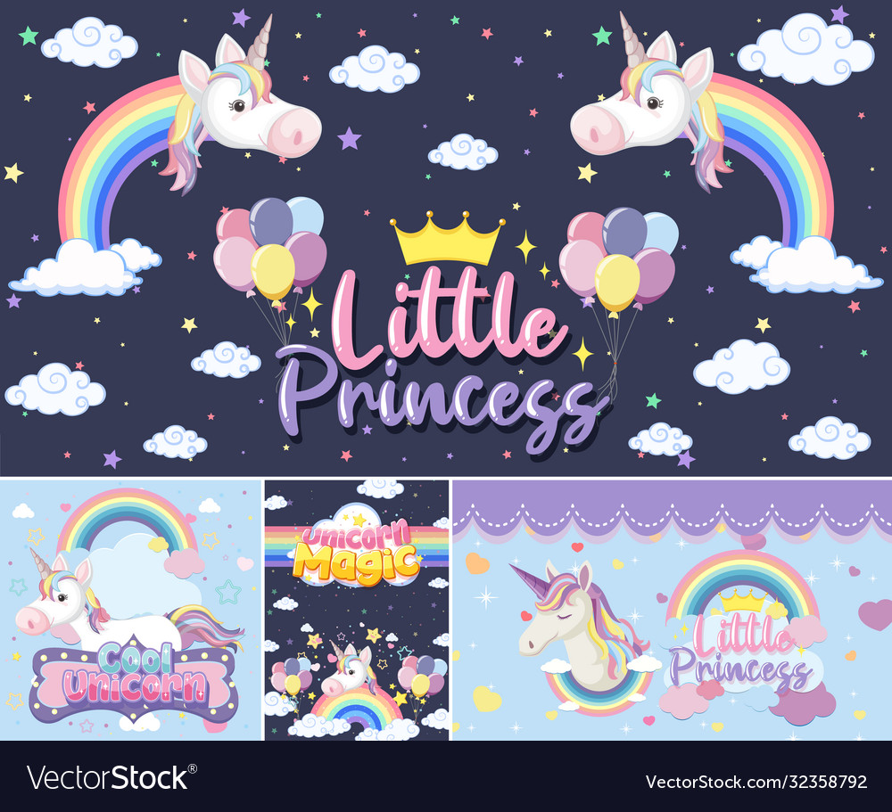 Cute unicorn banner on pastel background color