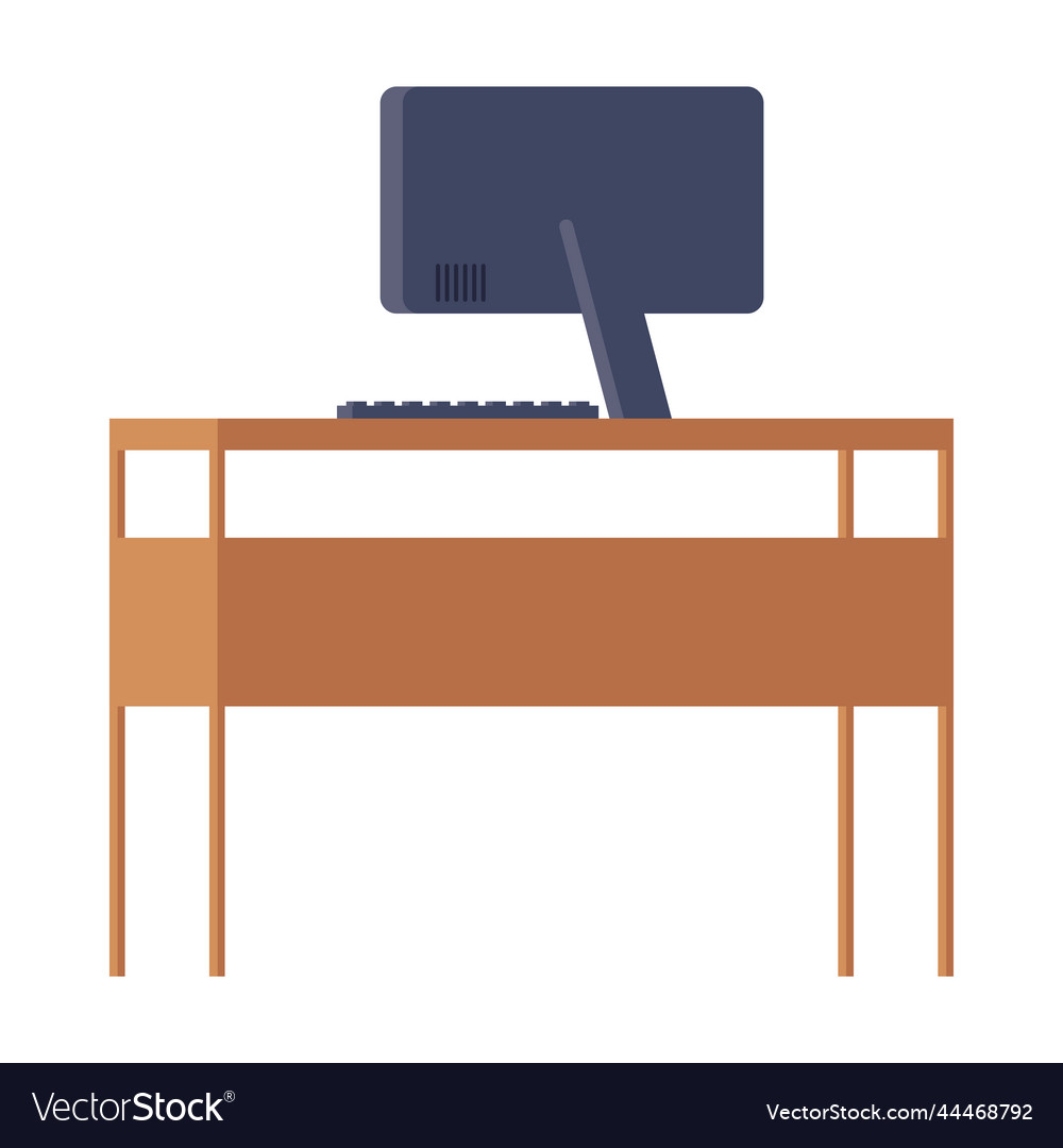 Desktop computer in desk Royalty Free Vector Image