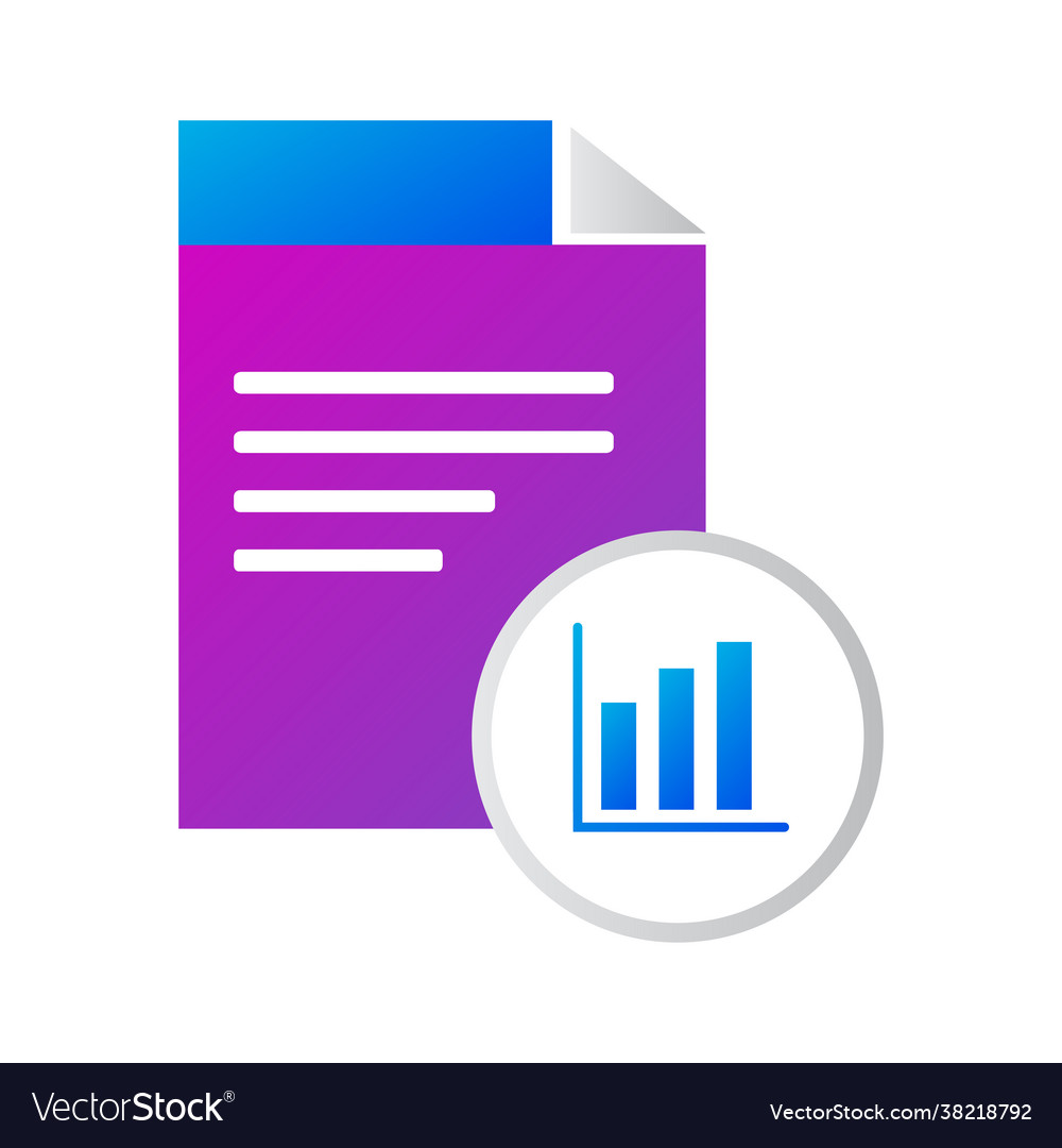 File icon with business chart gradient vector image File icon with business chart gradient