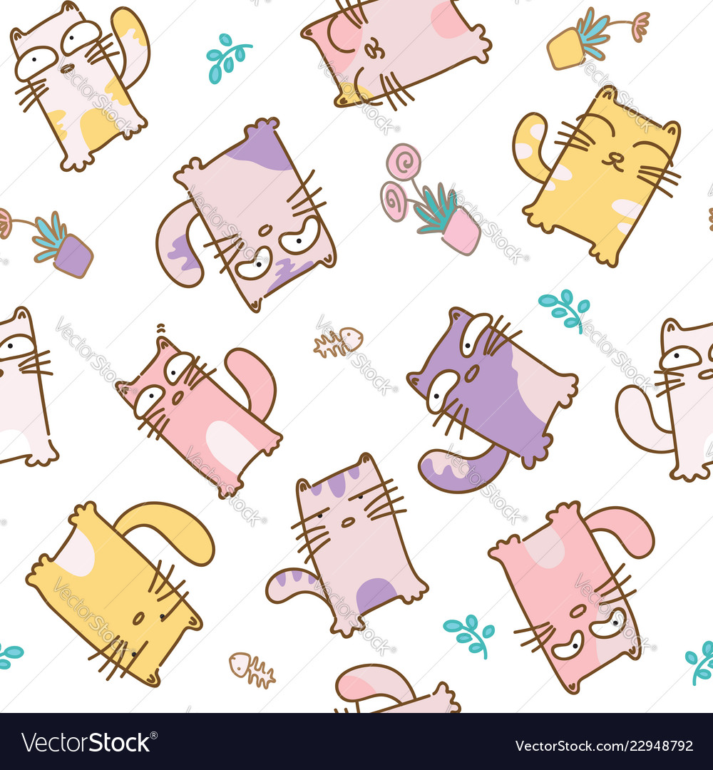 Funny cat seamless pattern background