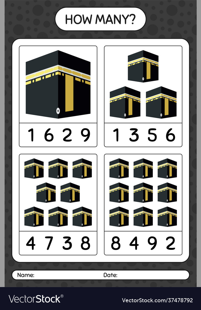 How many counting game with kaaba worksheet