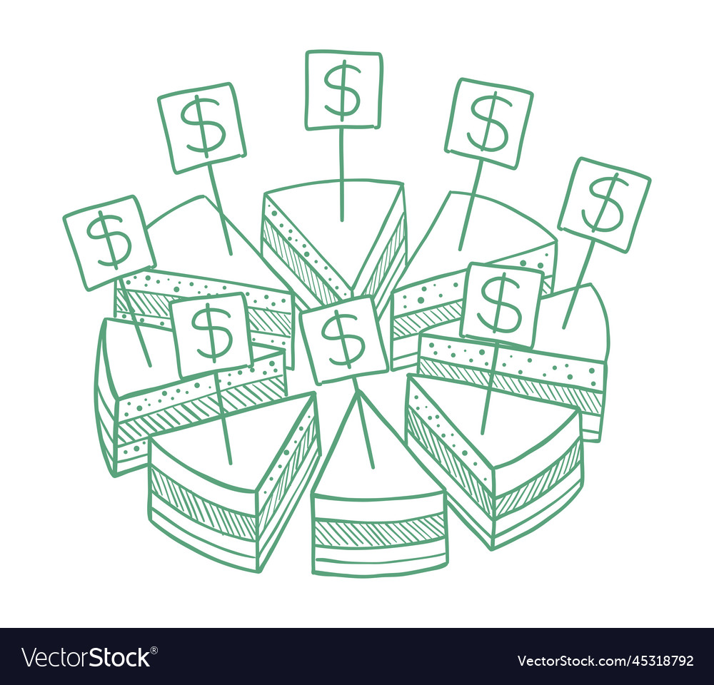 Pieces of the financial pie cake your share Vector Image