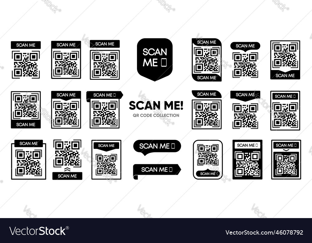 Qr code template collection scan my tag vector image Qr code template collection scan my tag