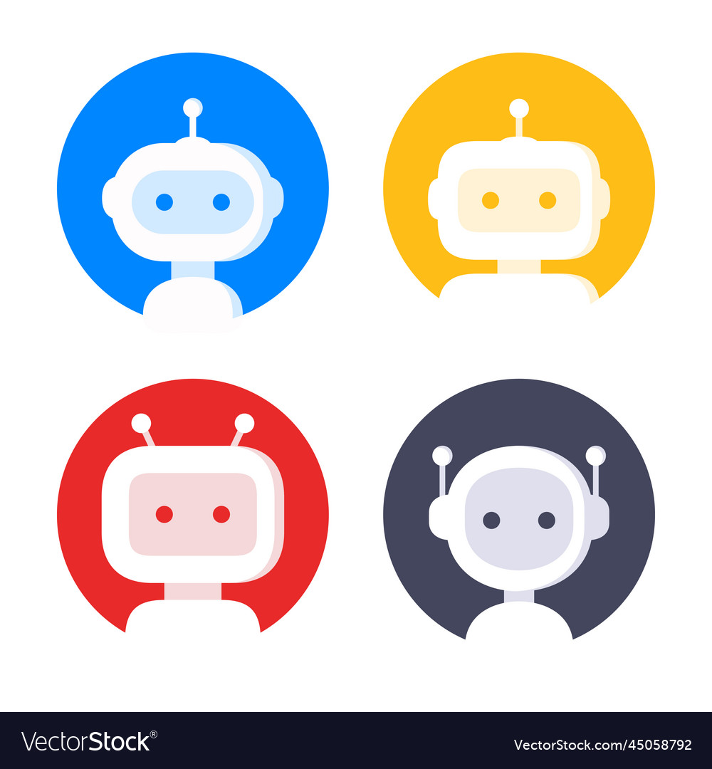 Robot in circle icon set