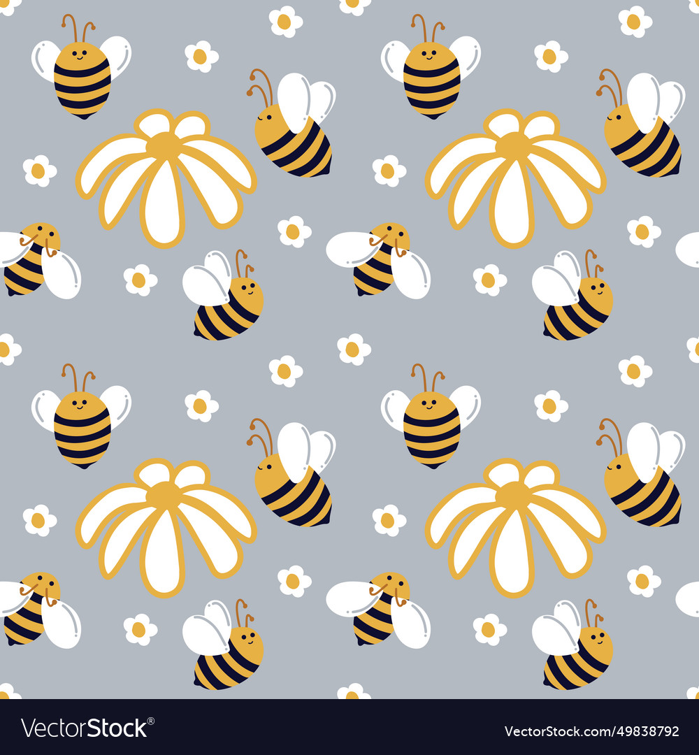 Seamless summer pattern with bees honey