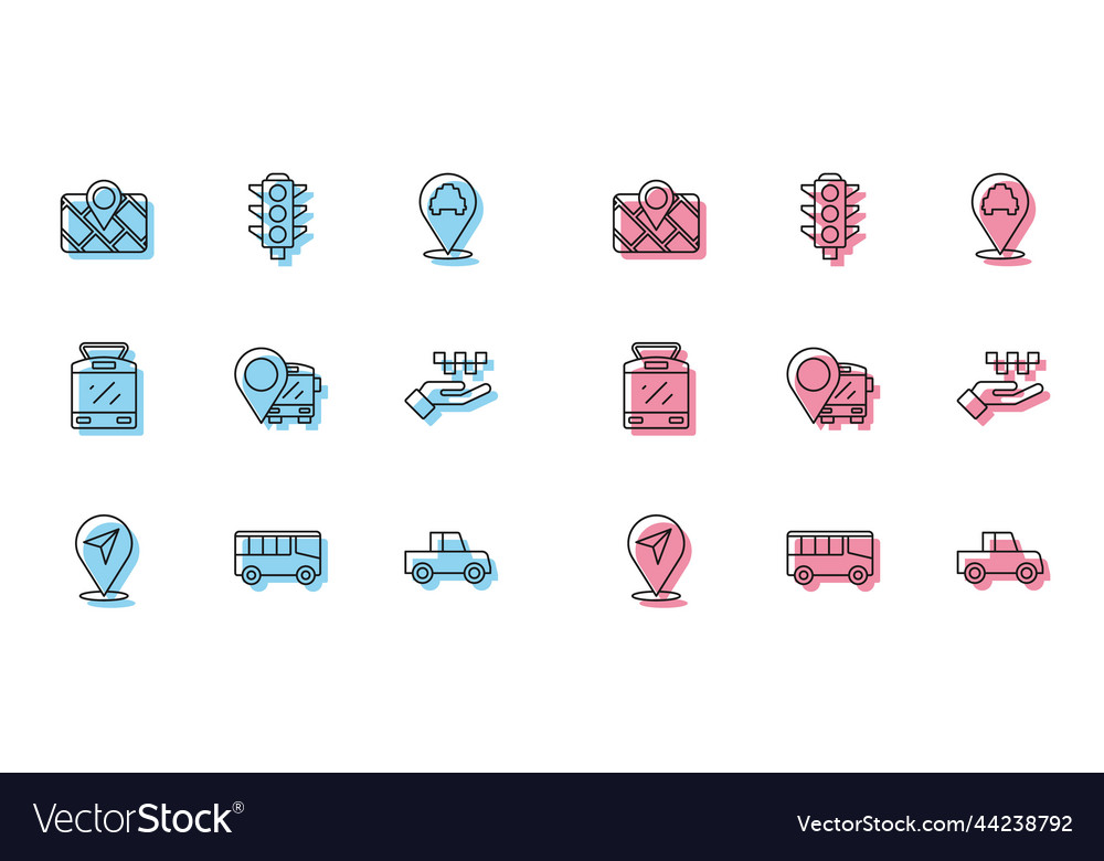 Set line location bus gps device with map car vector image Set line location bus gps device with map car