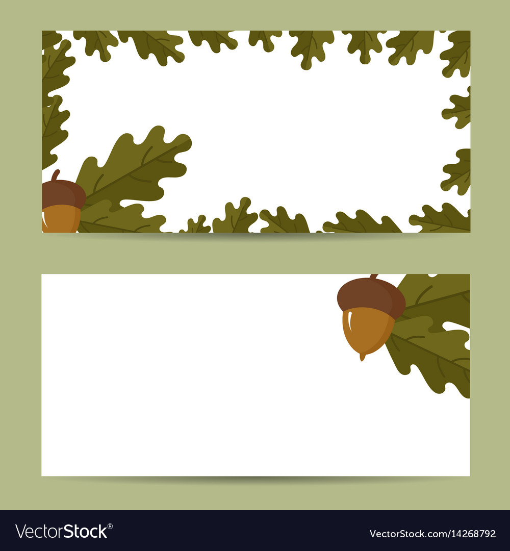 Set Of Banners With Oak Tree And Acorns Royalty Free Vector