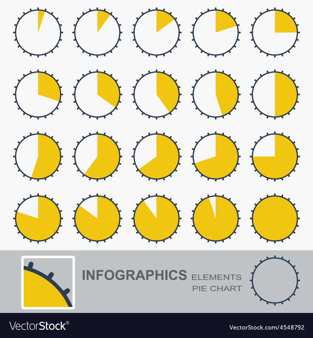 Set of the segmented circular charts with notches