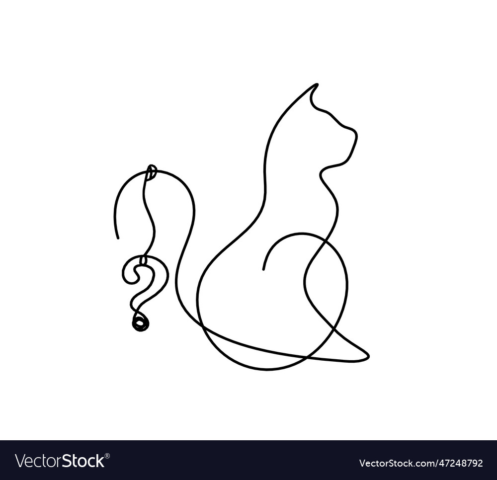 Silhouette of abstract cat with question mark vector image Silhouette of abstract cat with question mark