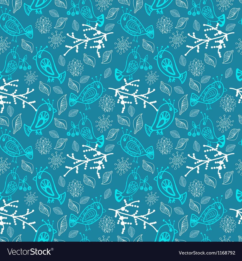 Snowflake Birds Seamless Pattern