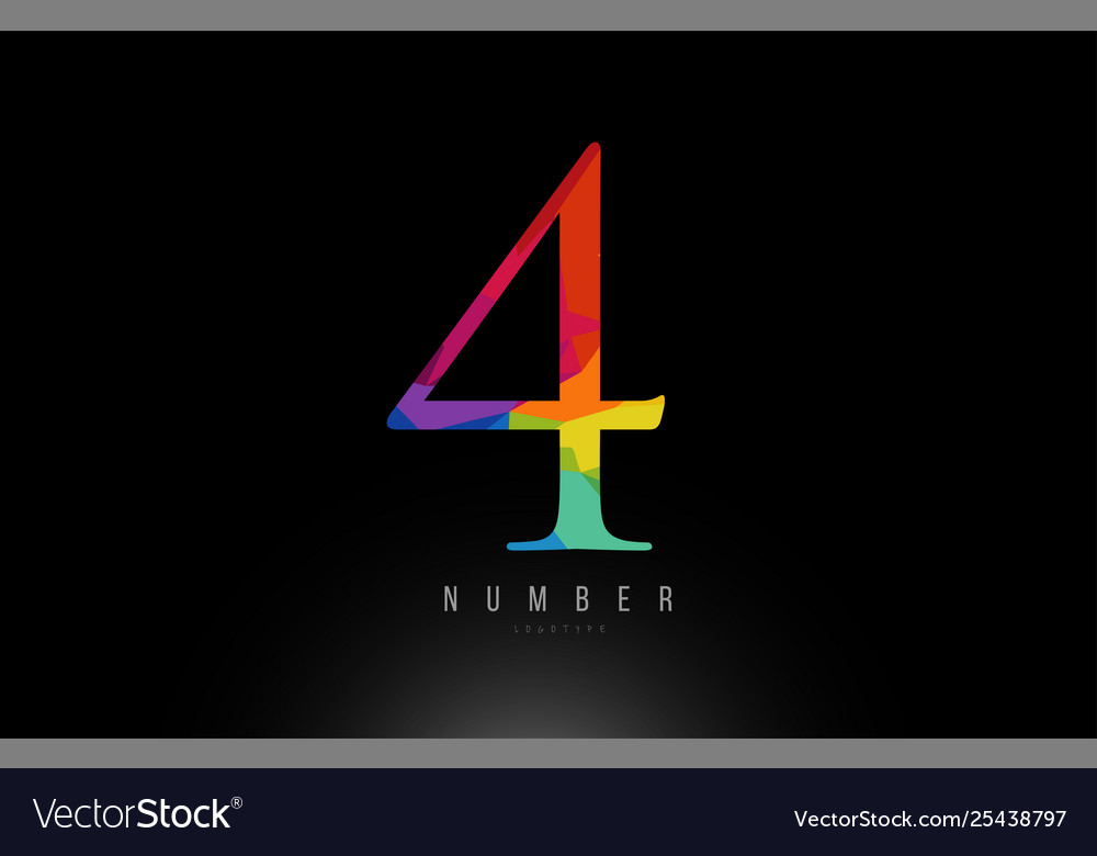 4 number rainbow colored logo company icon design