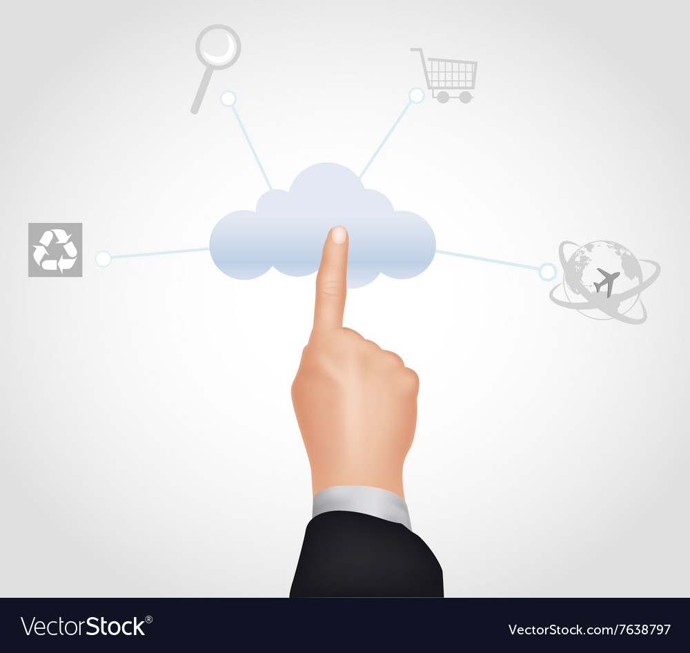 Cloud computing concept finger touching the