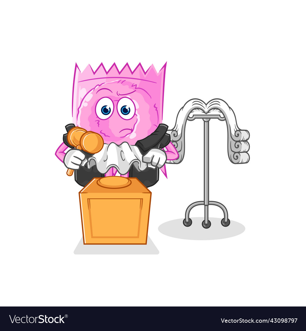 Condom judge holds gavel character vector image Condom judge holds gavel character