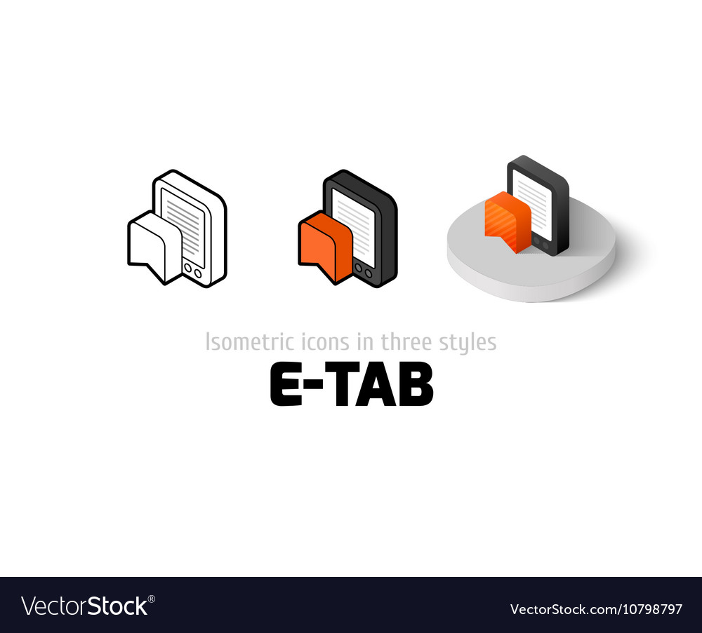 E-tab icon in different style Royalty Free Vector Image