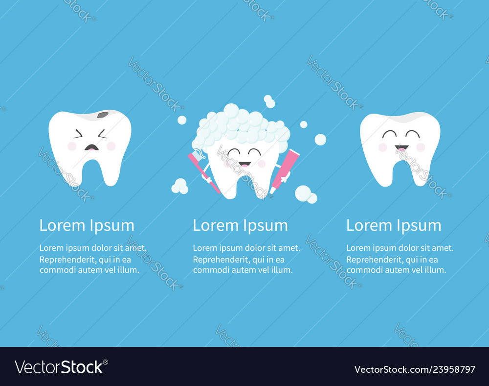 Healthy smiling tooth icon set crying bad ill