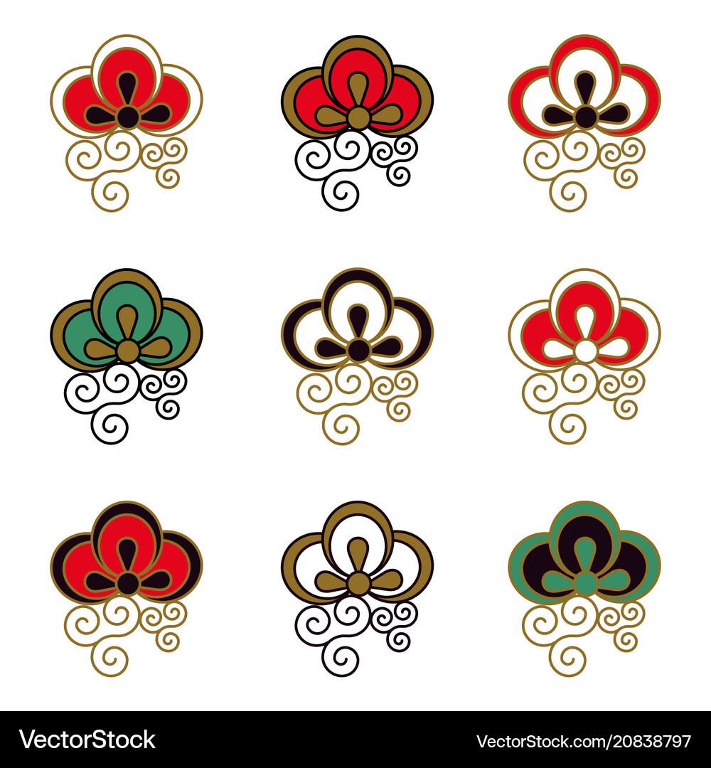 Japanese floral and geometric pattern Royalty Free Vector