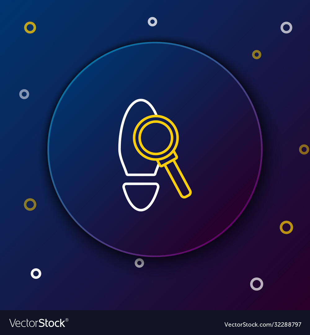 Line magnifying glass with footsteps icon isolated