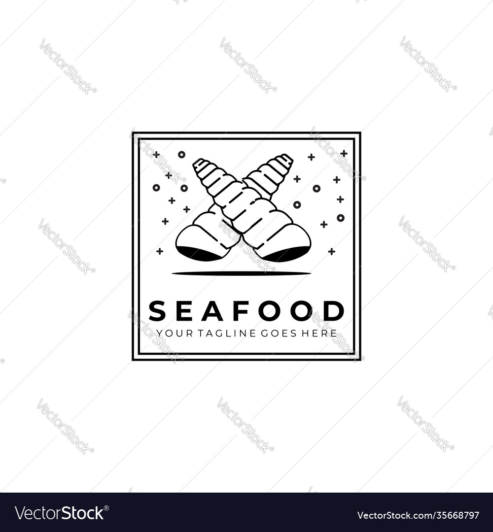 Seafood Logo Design Muschel Linie Kunst