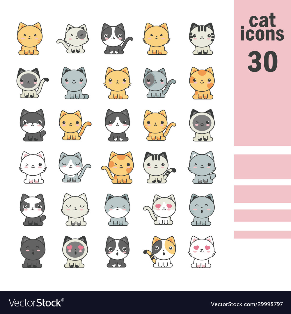 Set cute cats on white background