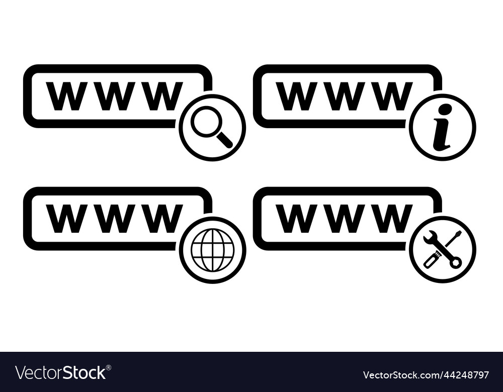 Set of world wide web icon www internet website