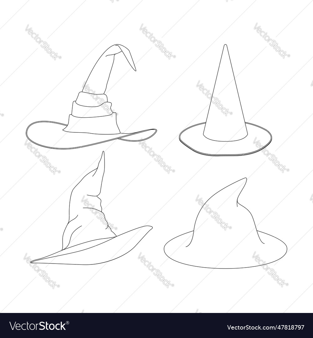 Template witches hat flat design outline Vector Image