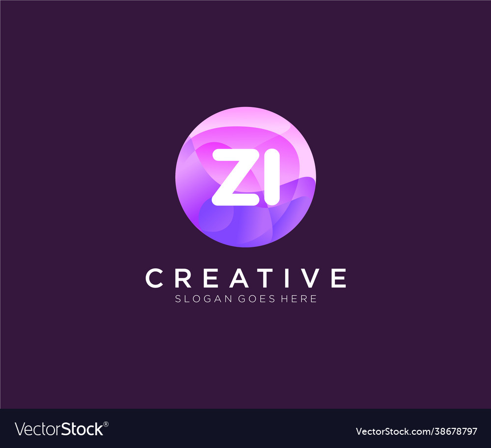 Zi initial logo with colorful circle template