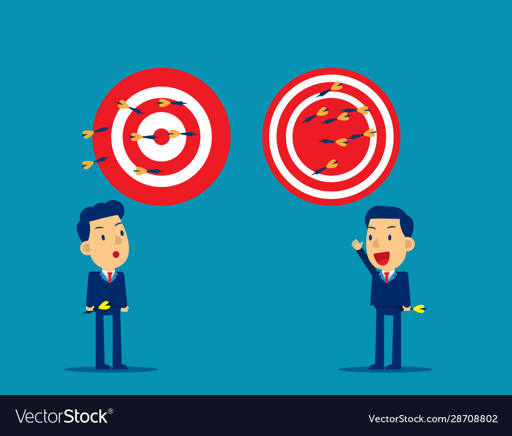 Business Person Throwing Darts At Dart Board Vector Image