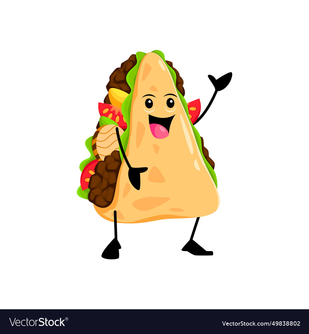 Cartoon cheerful quesadilla fast food character Vector Image