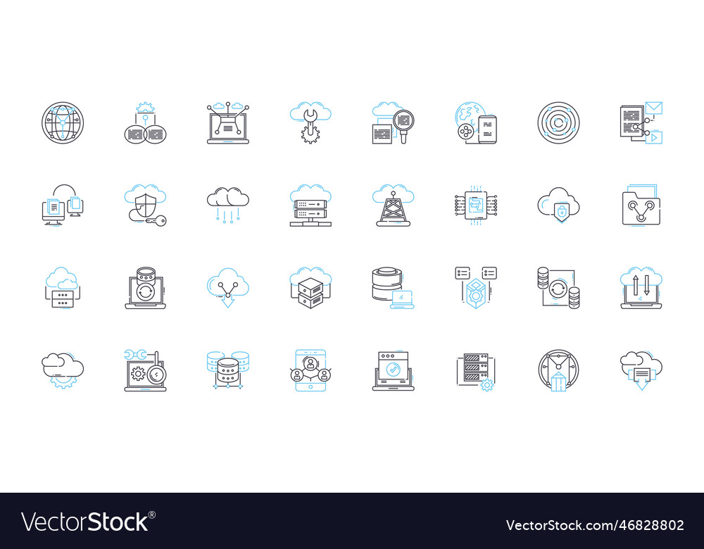 Cyber analytics linear icons set cybersecurity vector image Cyber analytics linear icons set cybersecurity