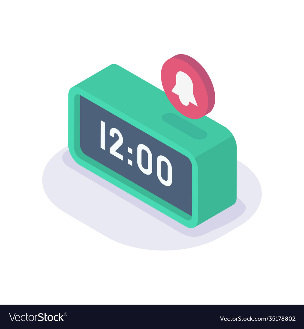 Digital timer time clock isometric icon vector image Digital timer time clock isometric icon