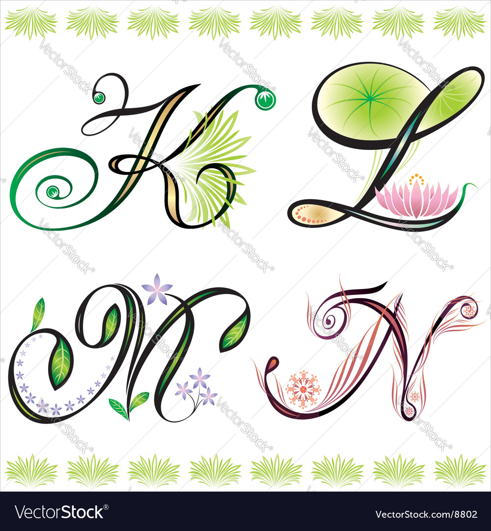 Elegant Letterforms: K-N Floral Series