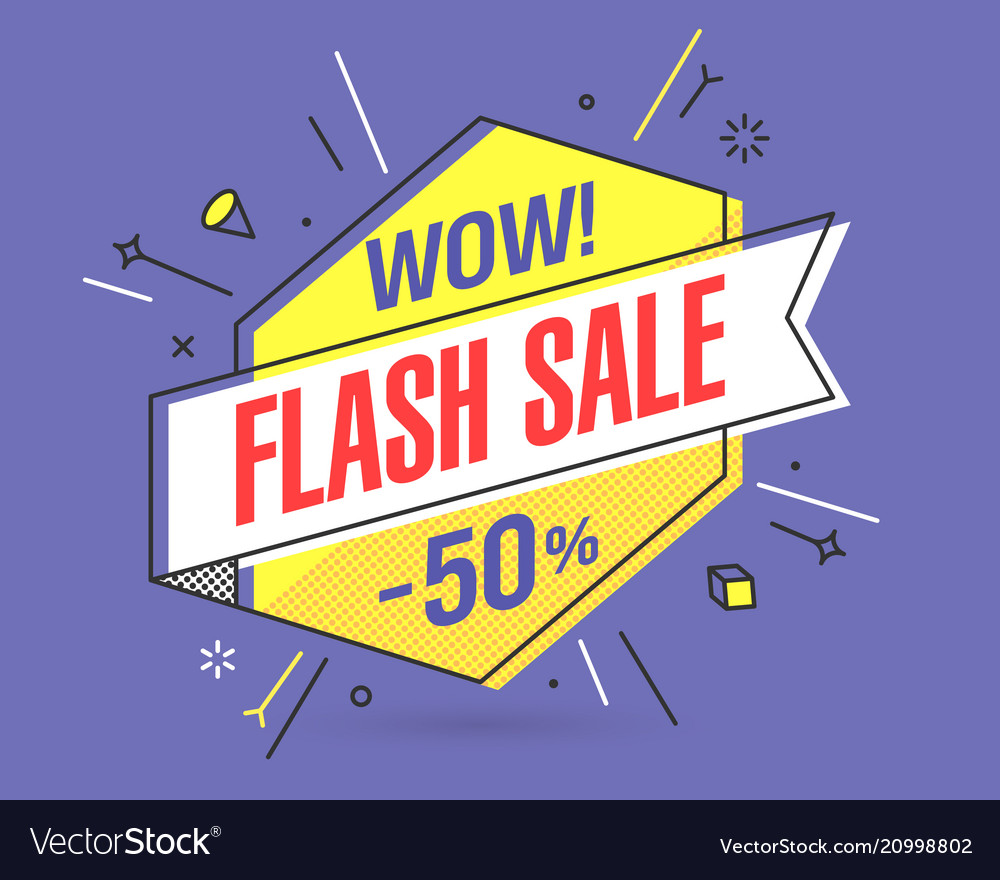 Flash Sale Banner Template In Flat Trendy Memphis Vector Image