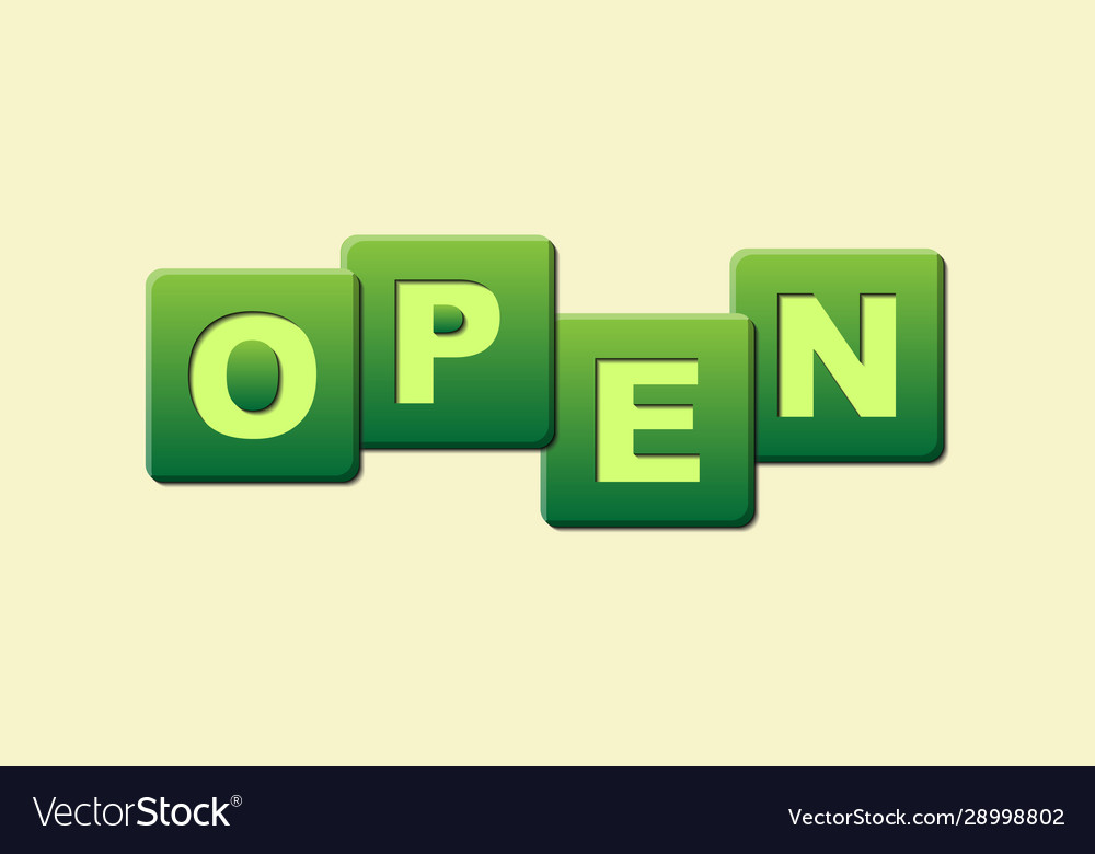 From cubes with letters folded word open