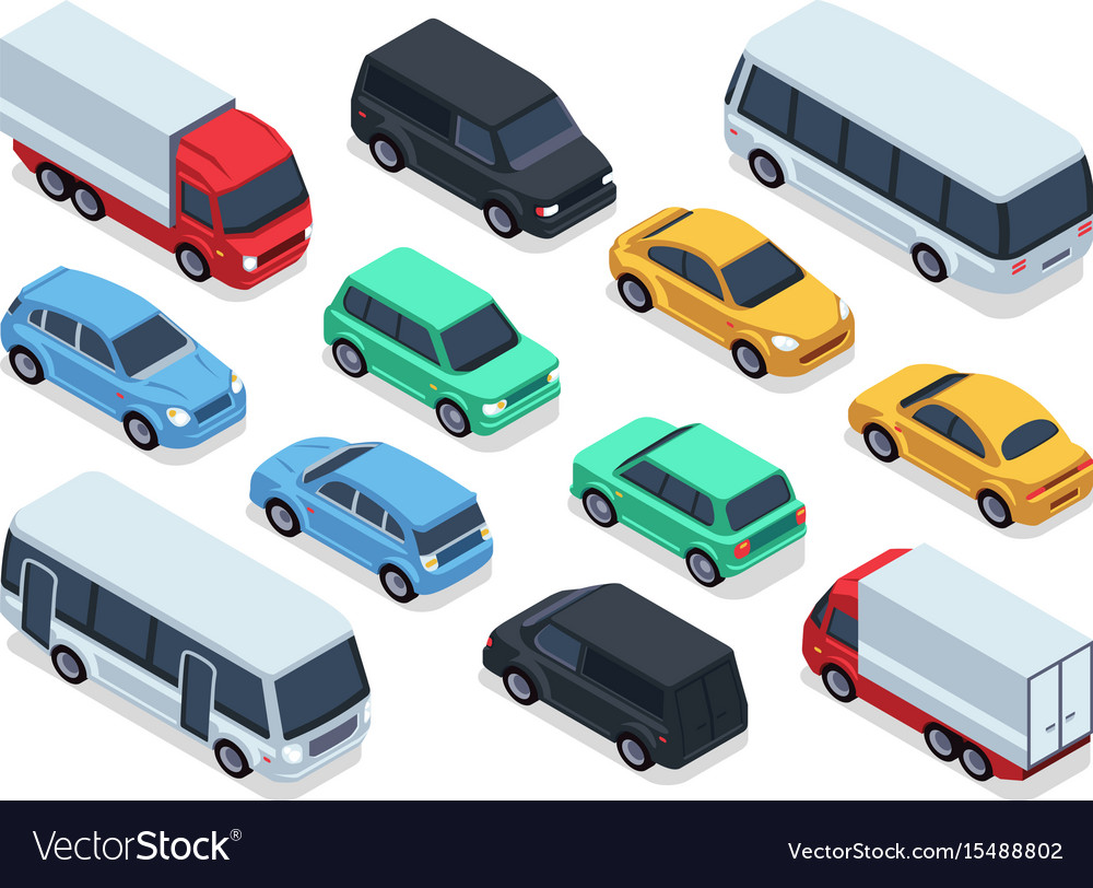 Download Isometric vehicles and cars for 3d city traffic Vector Image