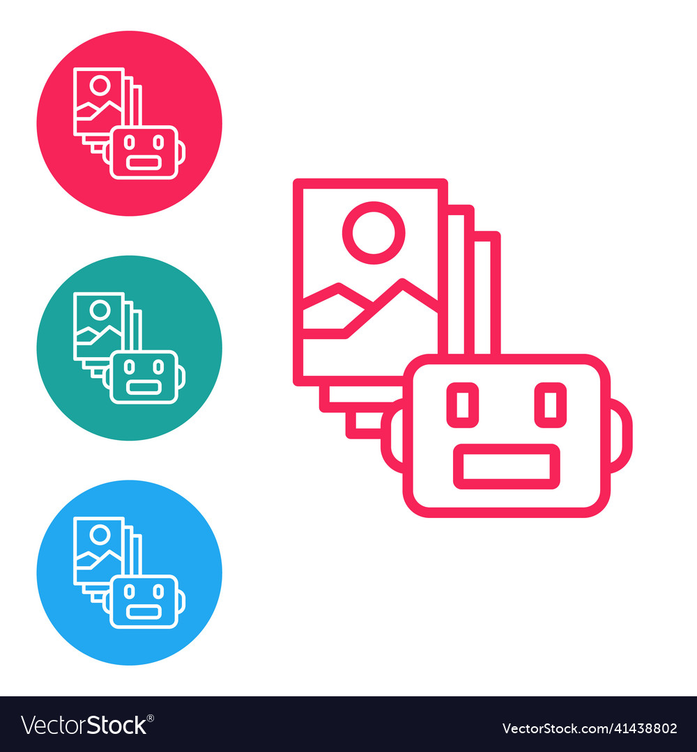 Red line artificial intelligence robot icon vector image Red line artificial intelligence robot icon