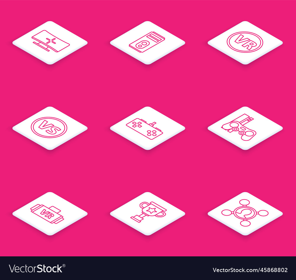 Set line computer monitor virtual reality glasses vector image Set line computer monitor virtual reality glasses