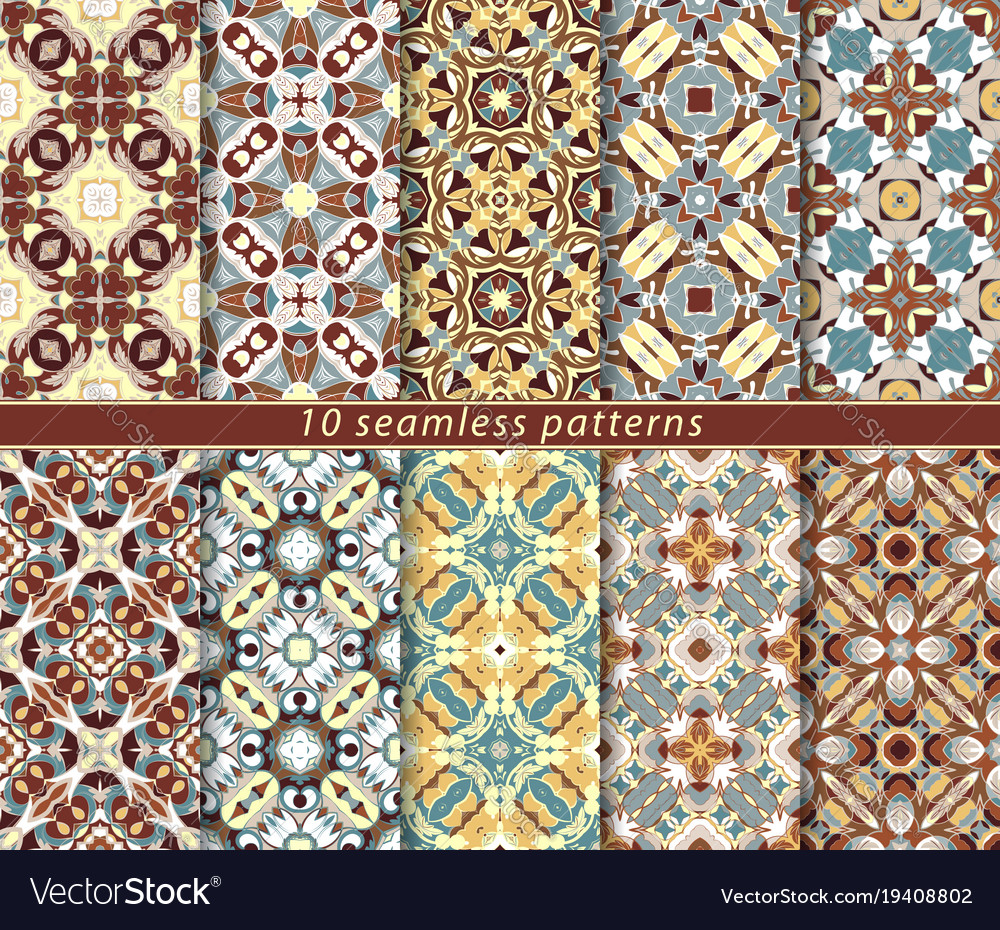 Set of bright seamless patterns