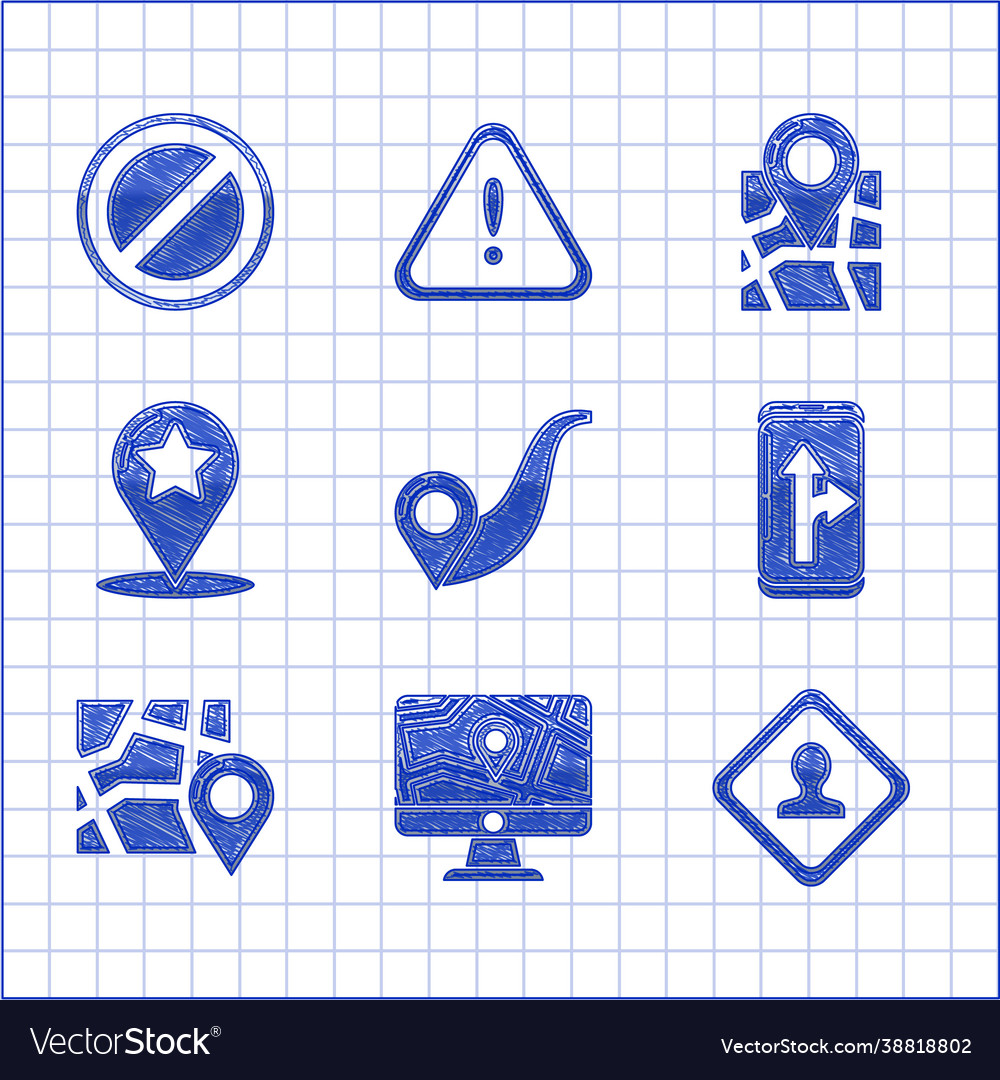 Set route location monitor and folded map Vector Image Set route location monitor and folded map