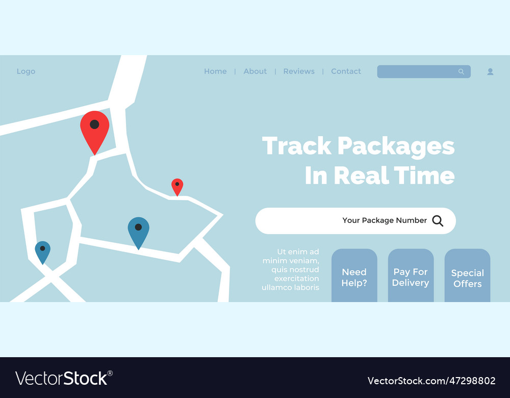 Track packages in real time website page site Vector Image