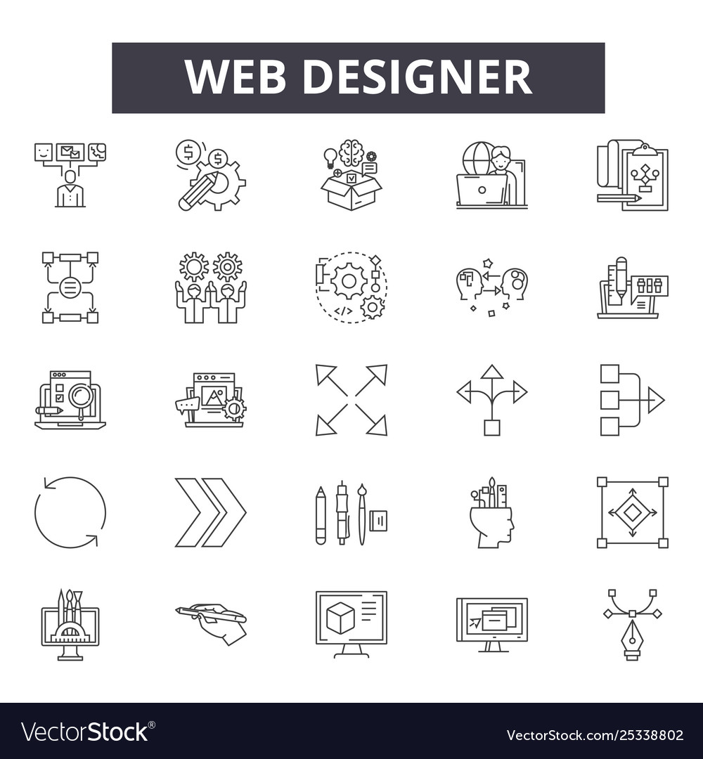 Web designer line icons signs set linear