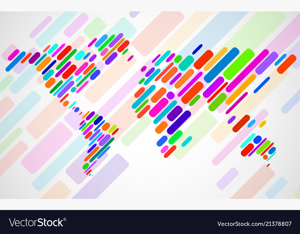 Abstract world map with lines stripes