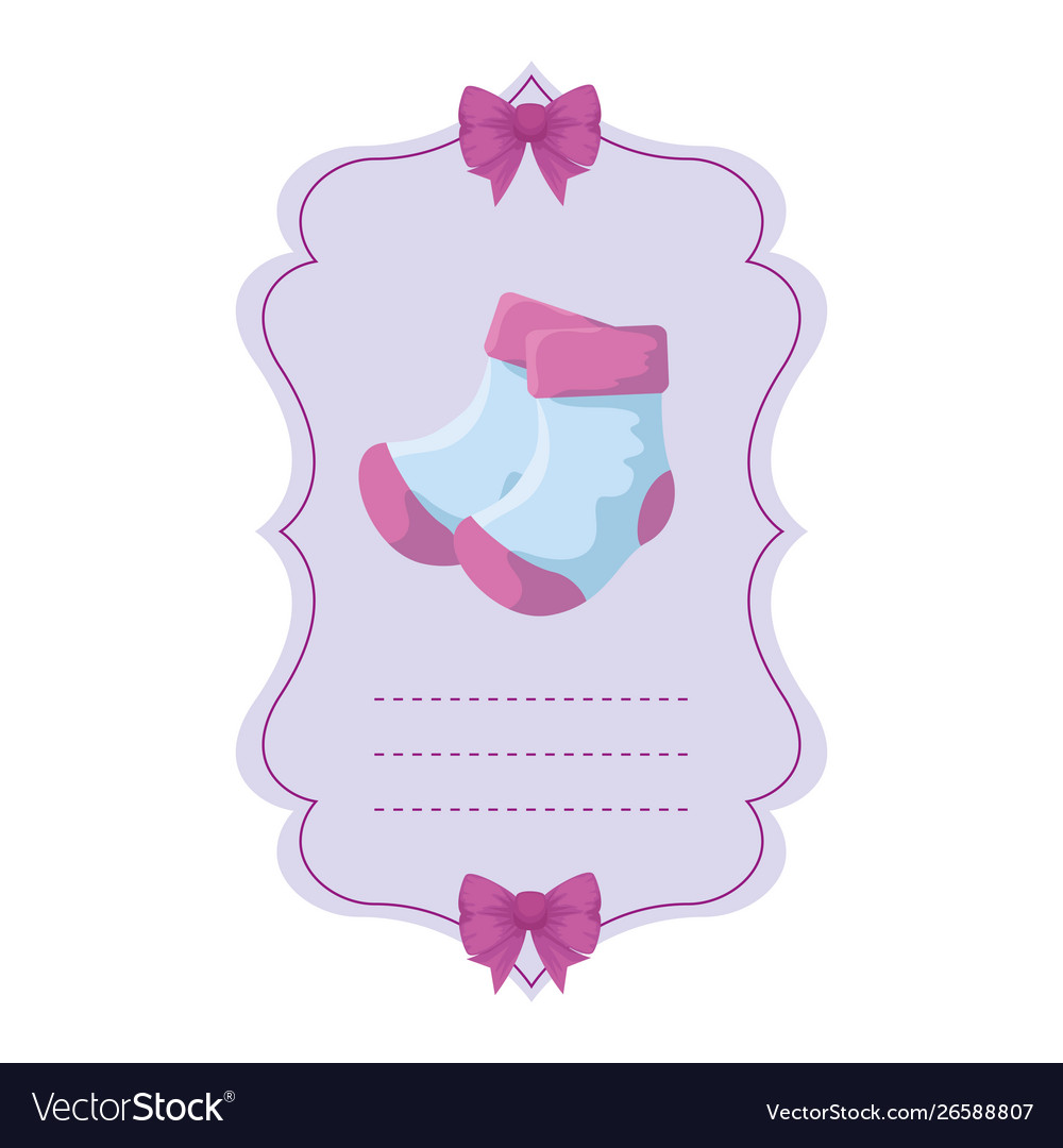 Baby shower card with socks Royalty Free Vector Image