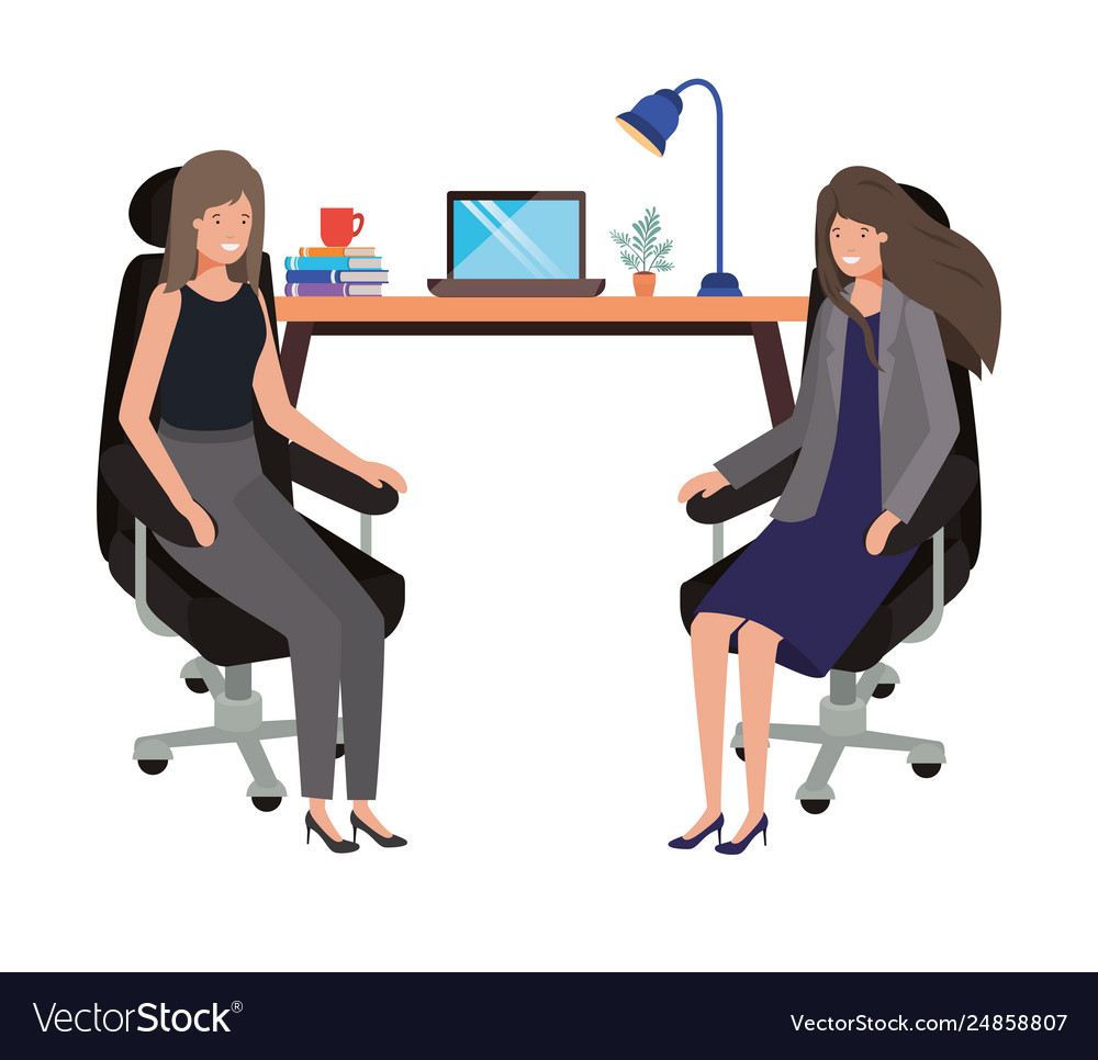 Business women in work office avatar character