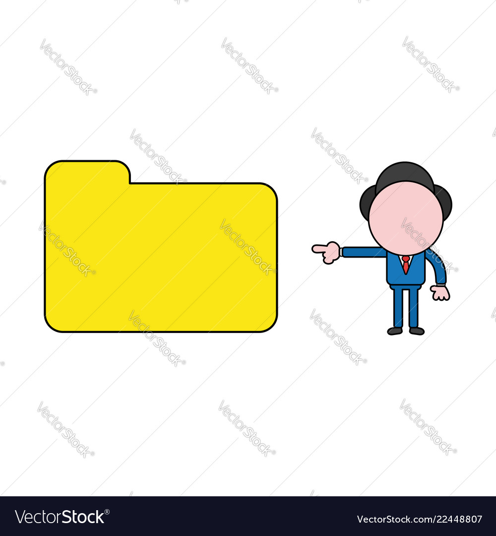 Businessman character pointing closed file folder vector image Businessman character pointing closed file folder