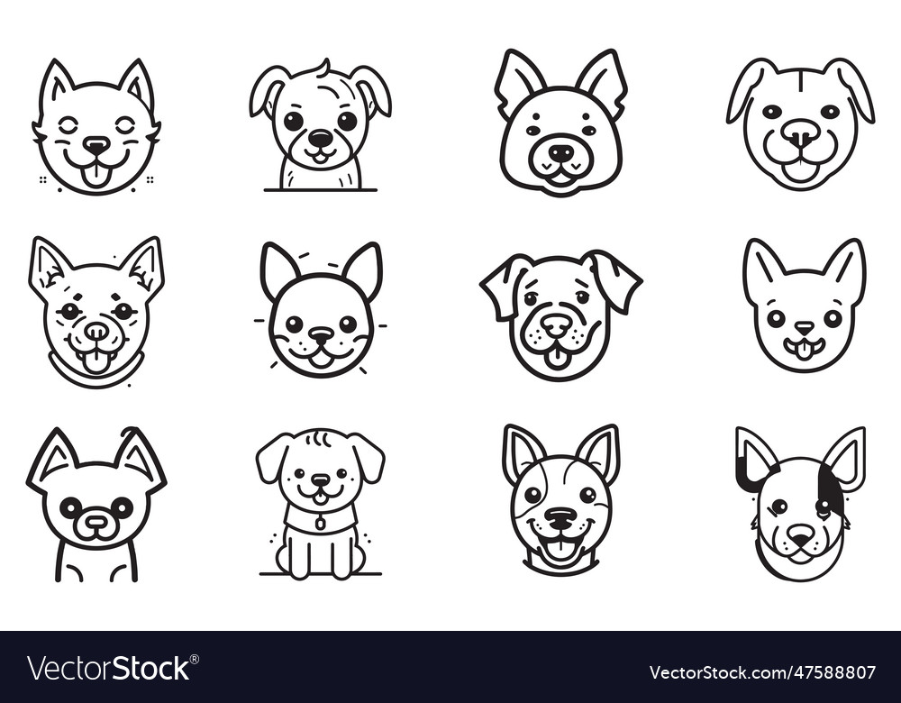 Cute dog logo in flat style