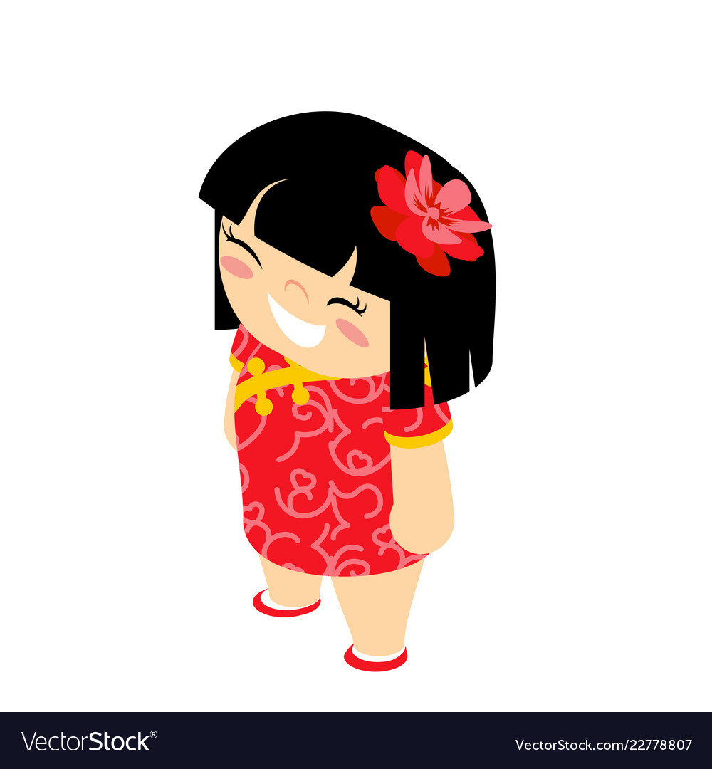 Cute girl isometric traditional wear costume vector image Cute girl isometric traditional wear costume