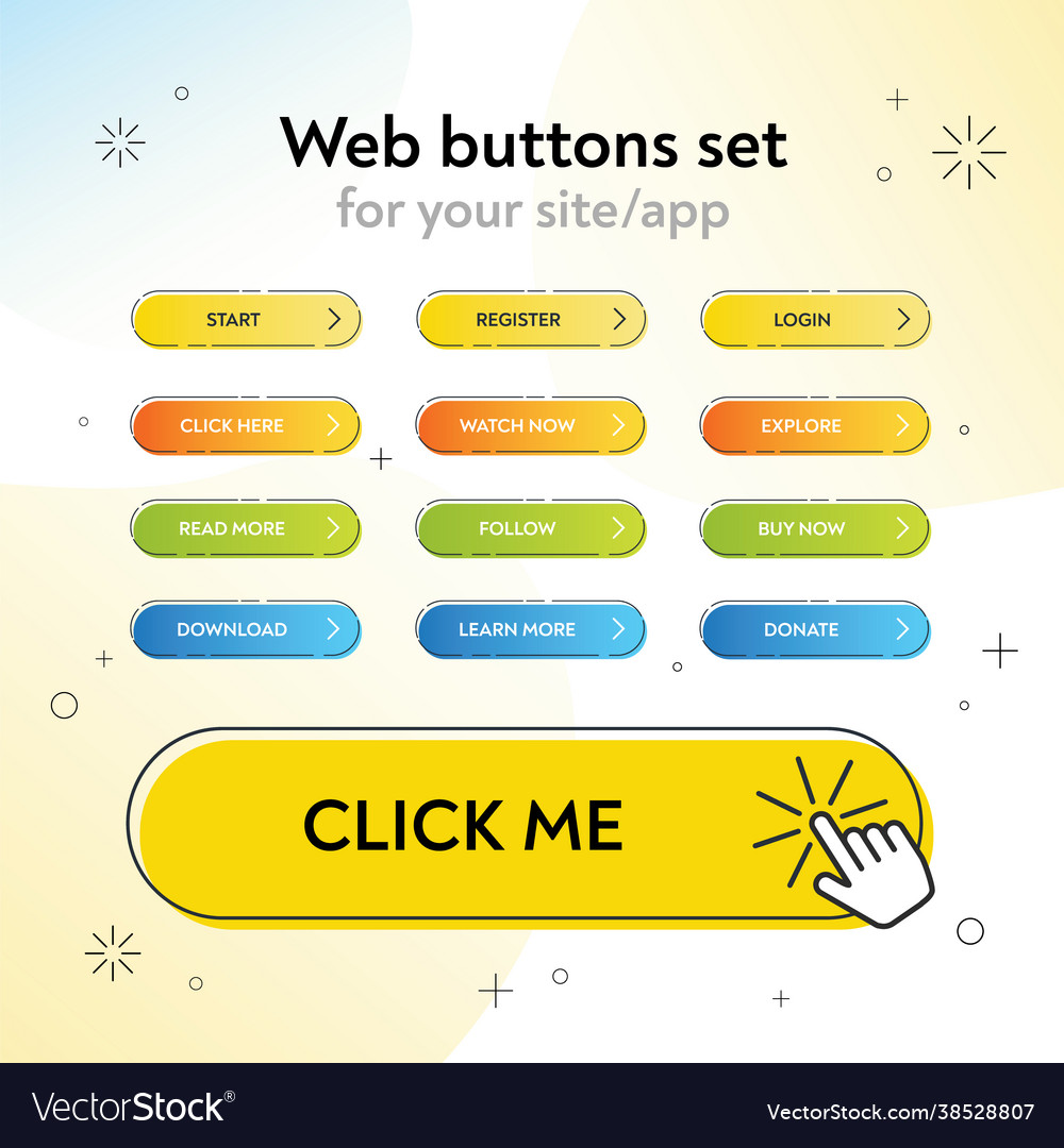 Flat colorful web buttons set ui vector image Flat colorful web buttons set ui