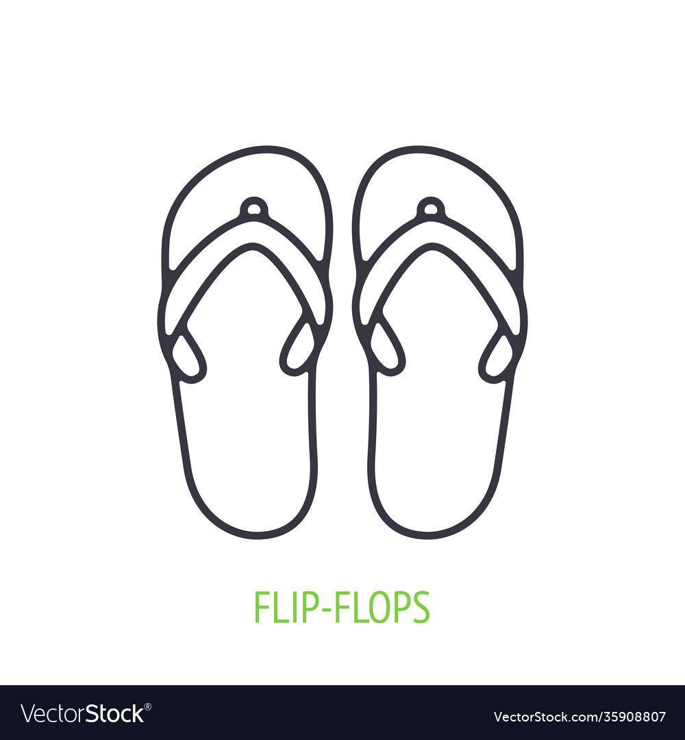 Flip-flops outline icon beach shoes for summer Vector Image